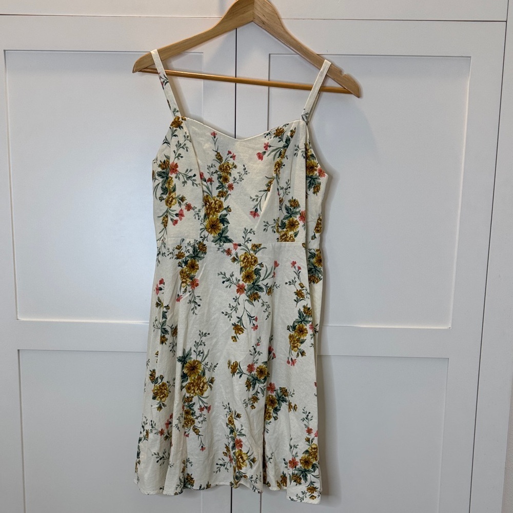 Old Navy Floral Midi Dress - Cream and Yellow